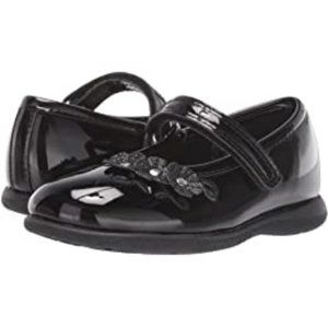 Black Patent Leather Mary Jane w/ Floral Decal